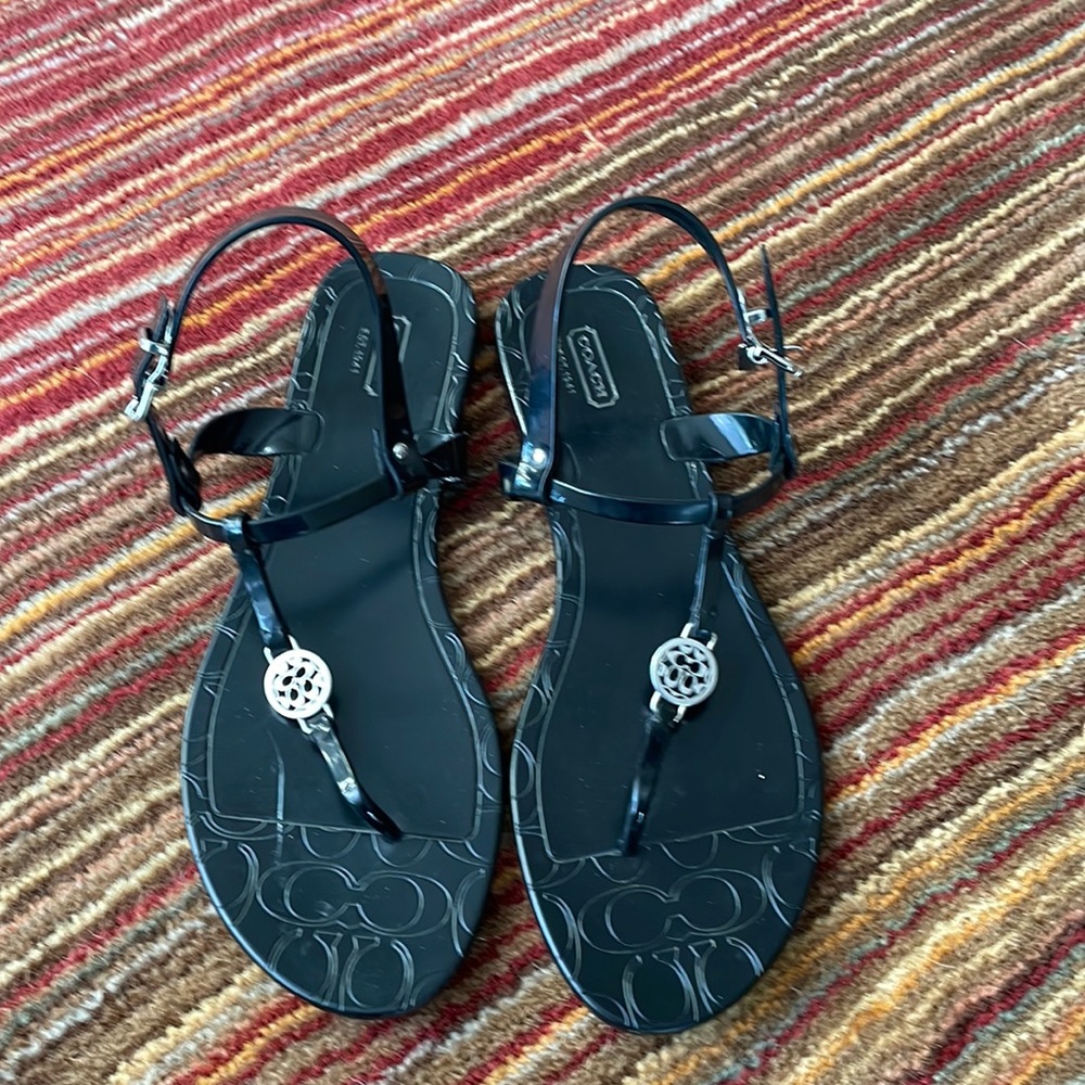 Coach Black Pansy Sandals 11B EUC